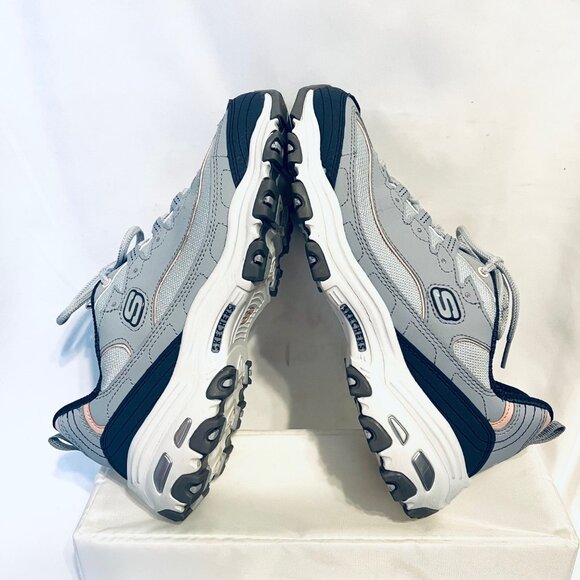 Skechers D' Lites Air Cooled Memory Foam Sneakers-Sz. 9 1/2-Two Tone Blue/Peach - Picture 3 of 16